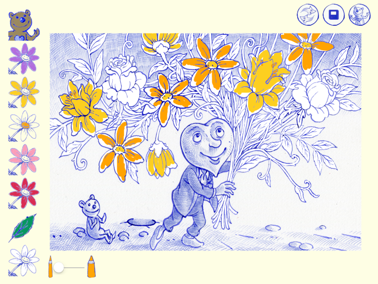 Page de coloriage cachée dans l'application pour les enfants "Bleu de Toi". 